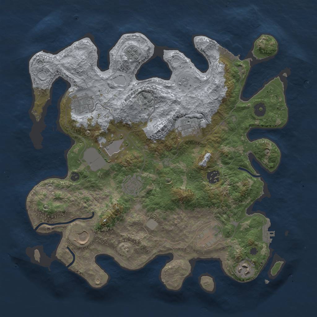 Rust Map: Procedural Map, Size: 3600, Seed: 1234, 15 Monuments