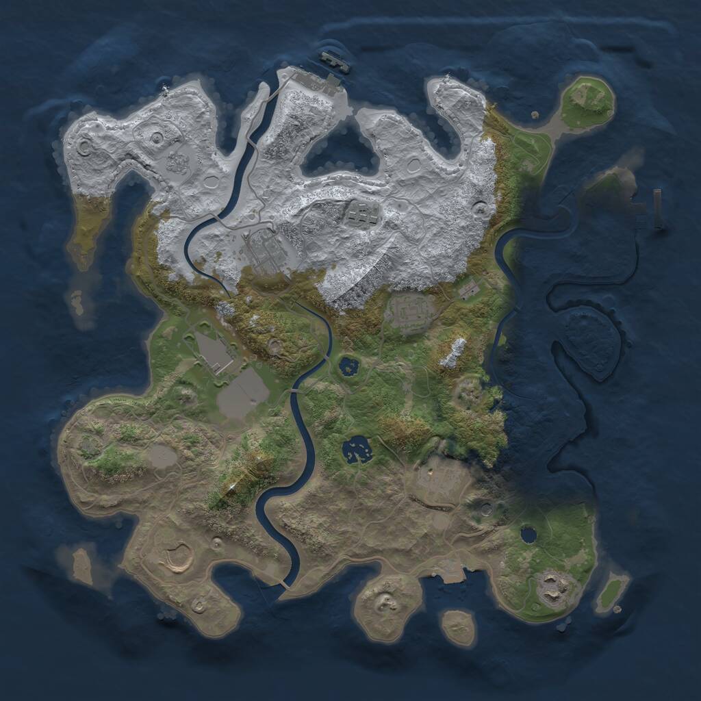 Rust Map: Procedural Map, Size: 3600, Seed: 1234, 14 Monuments