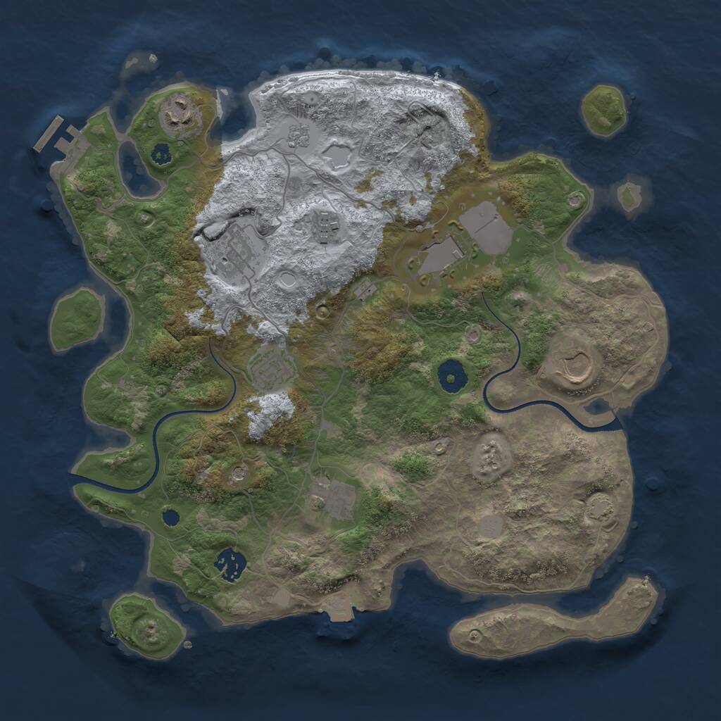 Rust Map: Procedural Map, Size: 3500, Seed: 1749430811, 13 Monuments