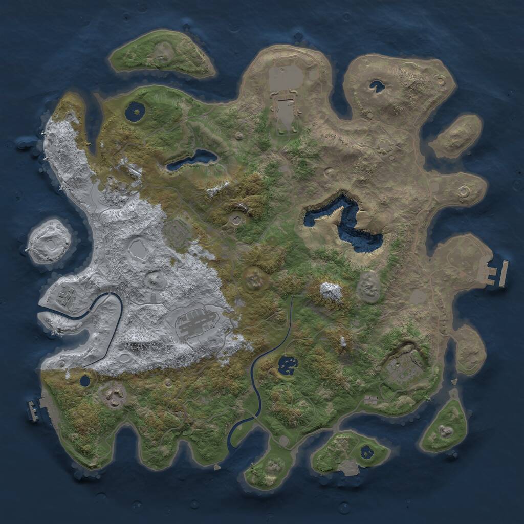 Rust Map: Procedural Map, Size: 4000, Seed: 462772, 13 Monuments