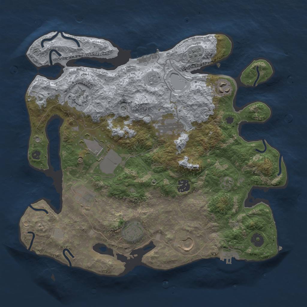 Rust Map: Procedural Map, Size: 3500, Seed: 1278340611, 16 Monuments