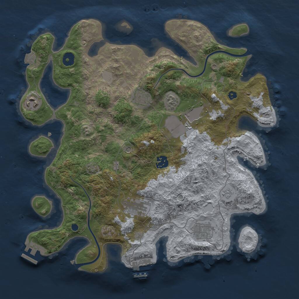 Rust Map: Procedural Map, Size: 3500, Seed: 1674780821, 12 Monuments
