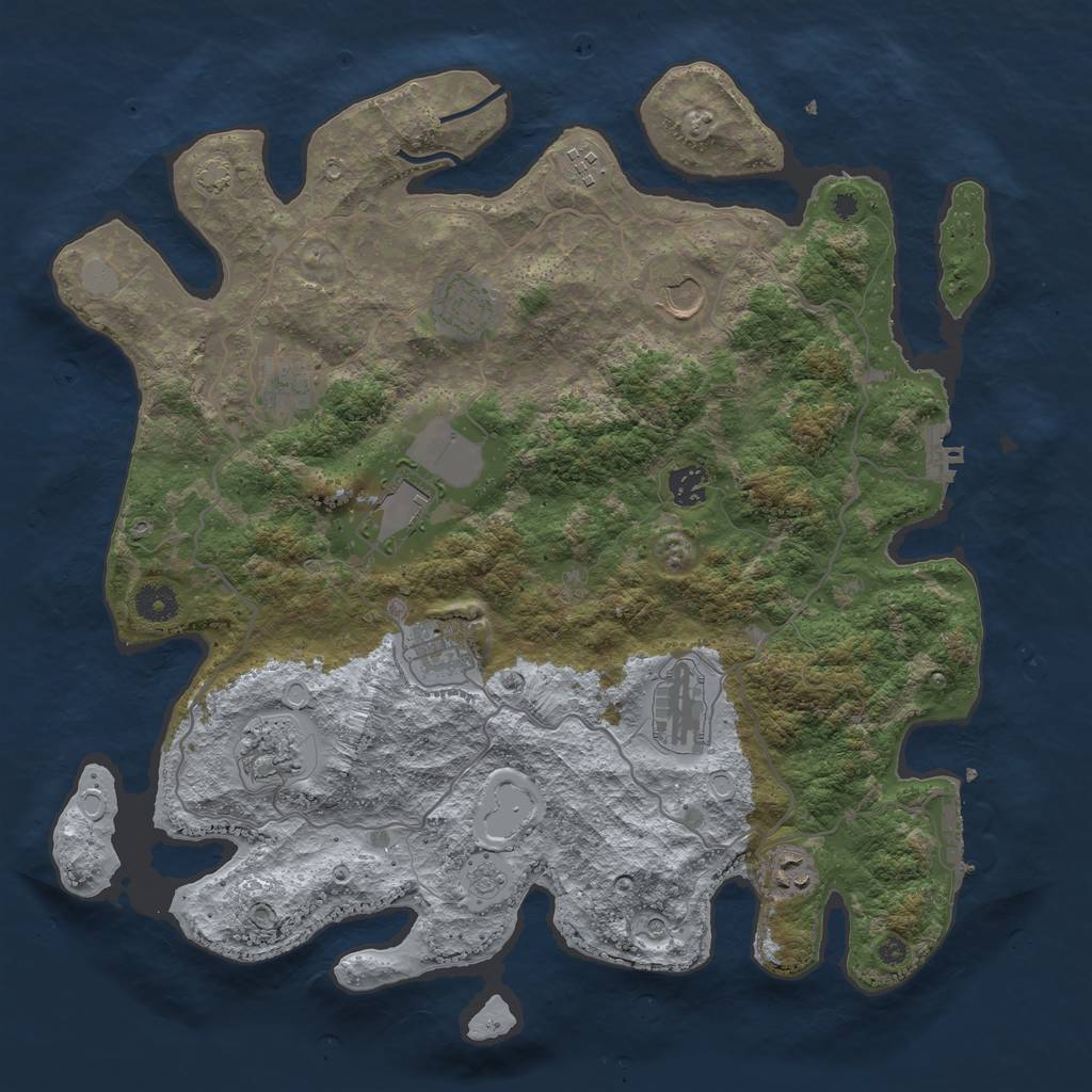 Rust Map: Procedural Map, Size: 4000, Seed: 7584851, 18 Monuments