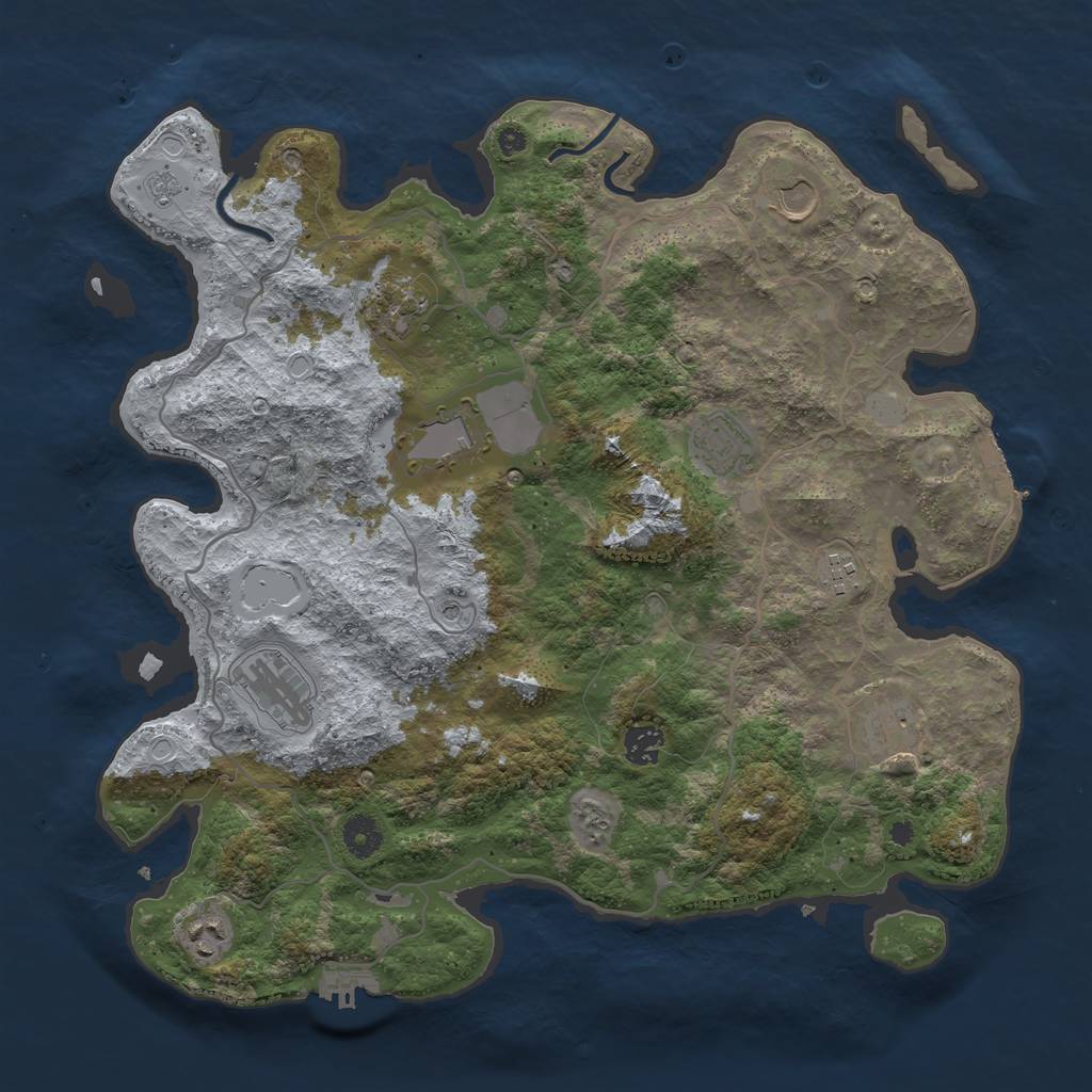 Rust Map: Procedural Map, Size: 4000, Seed: 494232450, 16 Monuments