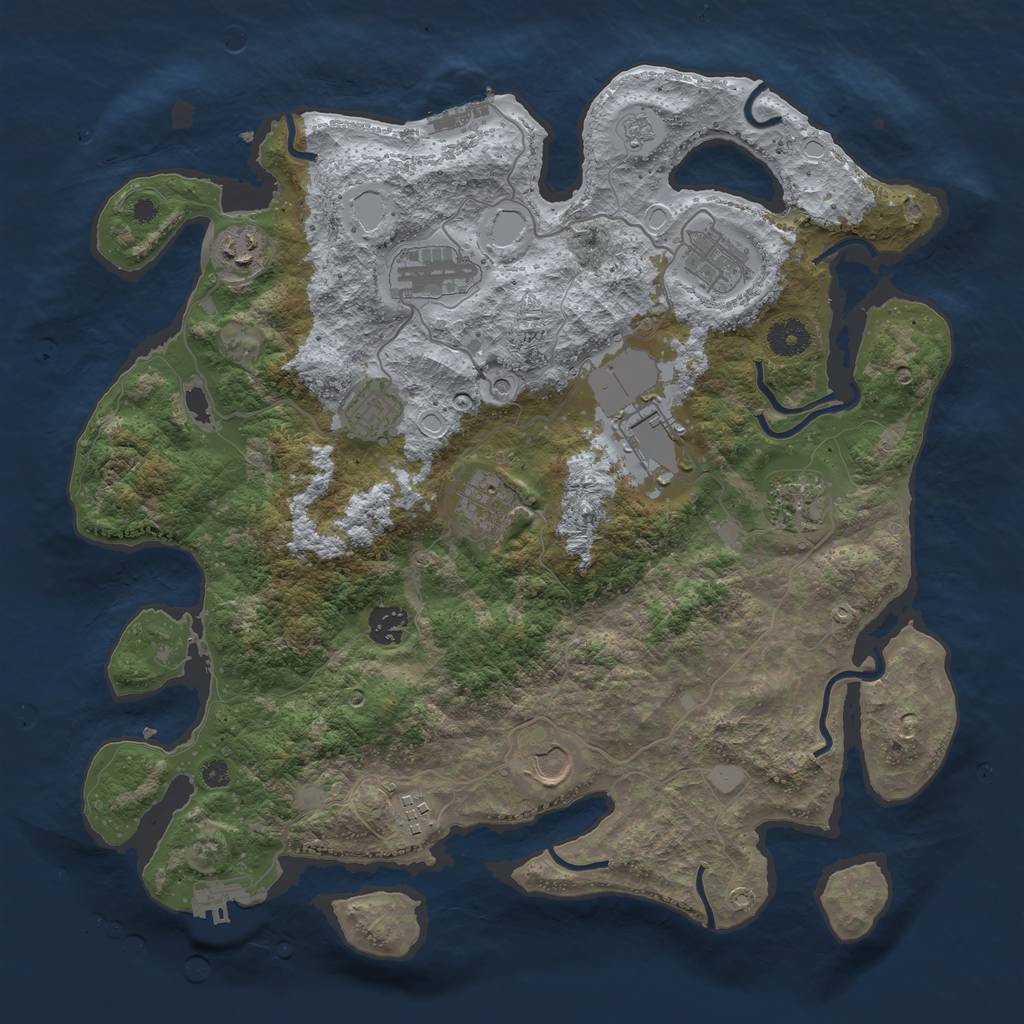 Rust Map: Procedural Map, Size: 3850, Seed: 5781596, 17 Monuments