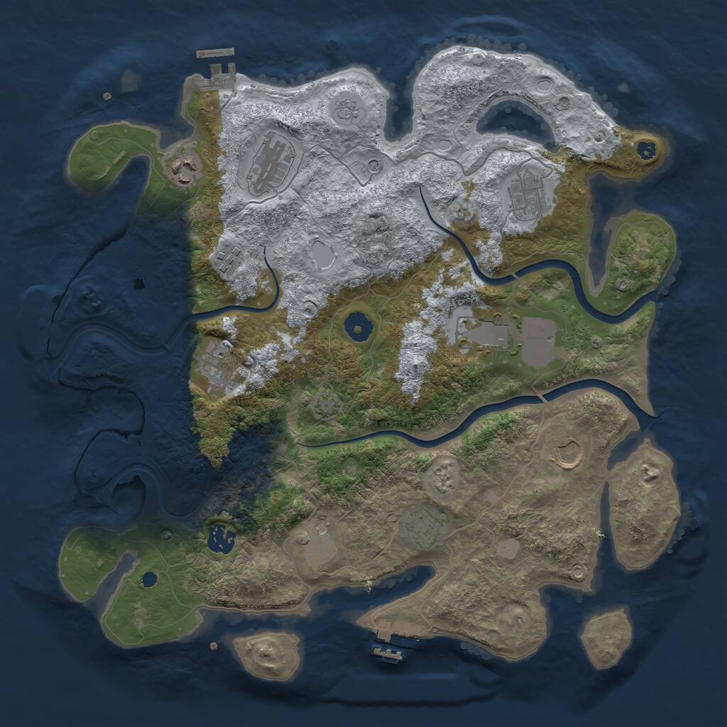 Rust Map: Procedural Map, Size: 3850, Seed: 5781596, 16 Monuments