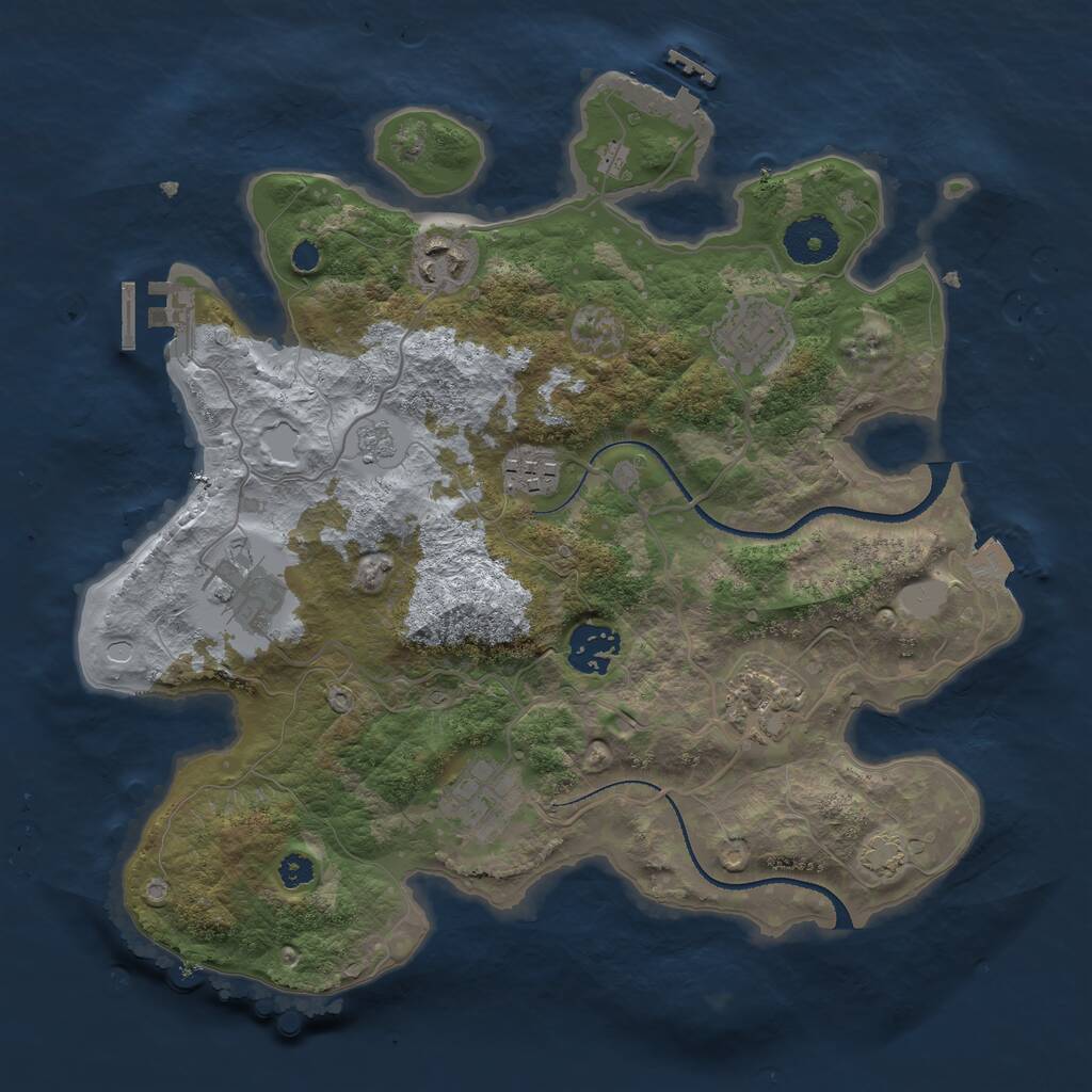 Rust Map: Procedural Map, Size: 3200, Seed: 1048190219, 12 Monuments