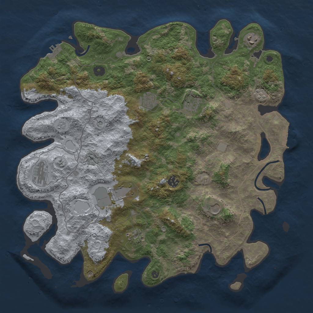 Rust Map: Procedural Map, Size: 4200, Seed: 258458, 16 Monuments