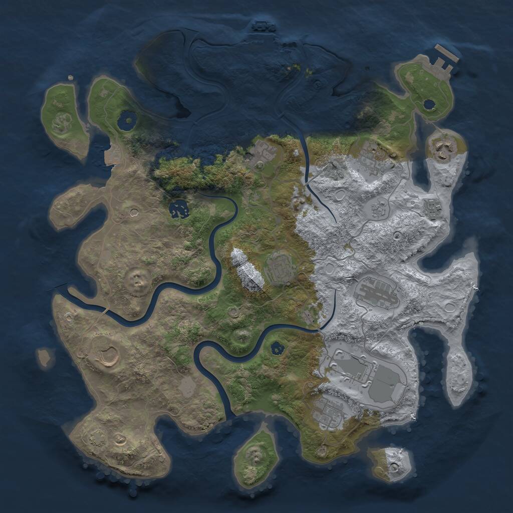 Rust Map: Procedural Map, Size: 3850, Seed: 4273444, 16 Monuments