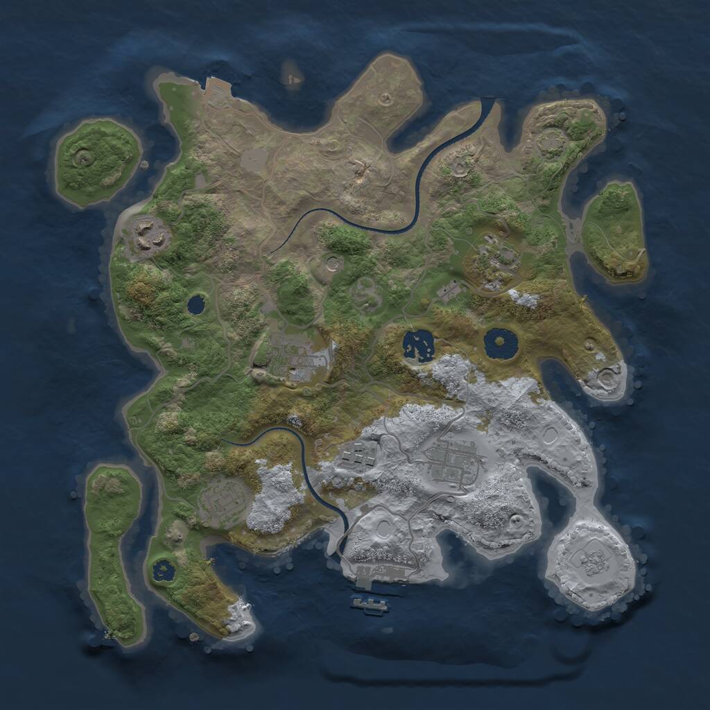 Rust Map: Procedural Map, Size: 3200, Seed: 165742, 12 Monuments