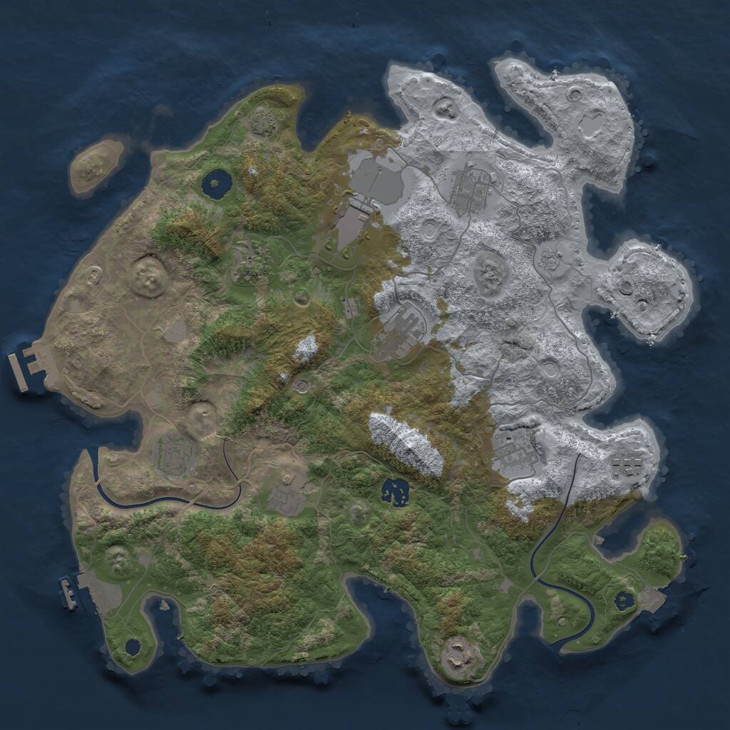 Rust Map: Procedural Map, Size: 3750, Seed: 220303014, 16 Monuments