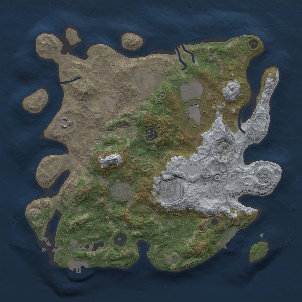 Rust Map: Procedural Map, Size: 3500, Seed: 674780821, 14 Monuments