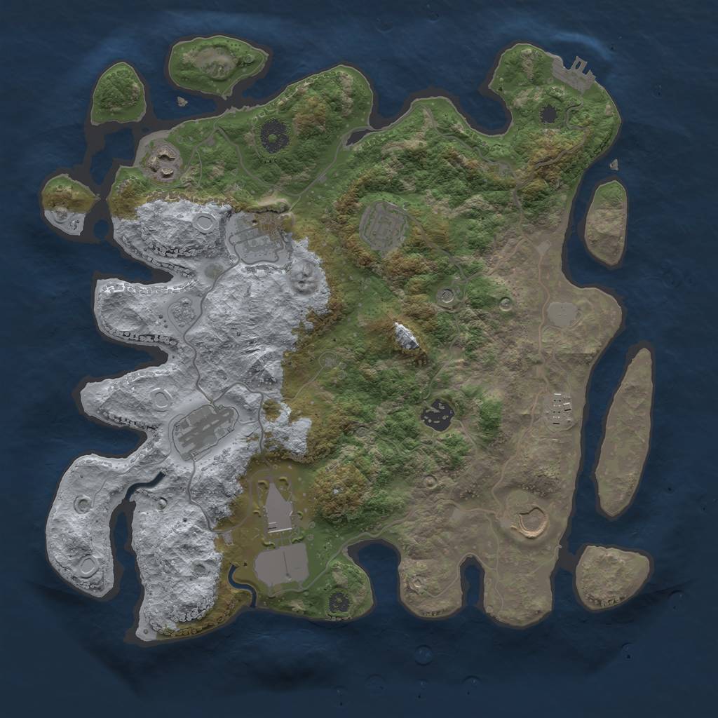 Rust Map: Procedural Map, Size: 3500, Seed: 24381, 14 Monuments