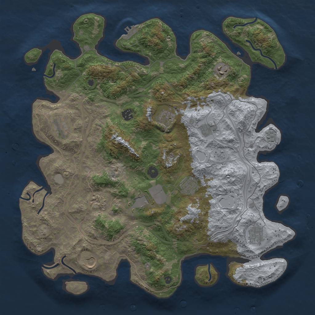 Rust Map: Procedural Map, Size: 4250, Seed: 1714824611, 17 Monuments