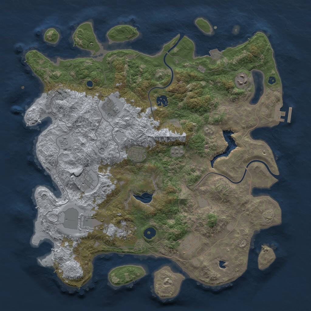 Rust Map: Procedural Map, Size: 4000, Seed: 335882372, 14 Monuments