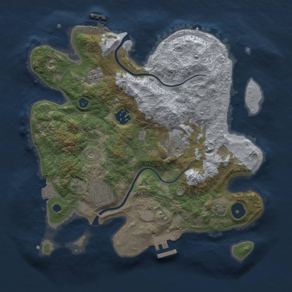 Rust Map: Procedural Map, Size: 3000, Seed: 1298797120, 10 Monuments