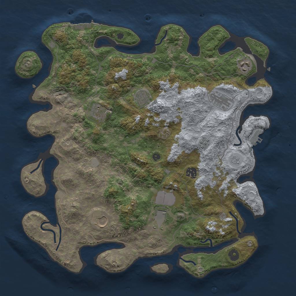 Rust Map: Procedural Map, Size: 4000, Seed: 7477, 15 Monuments