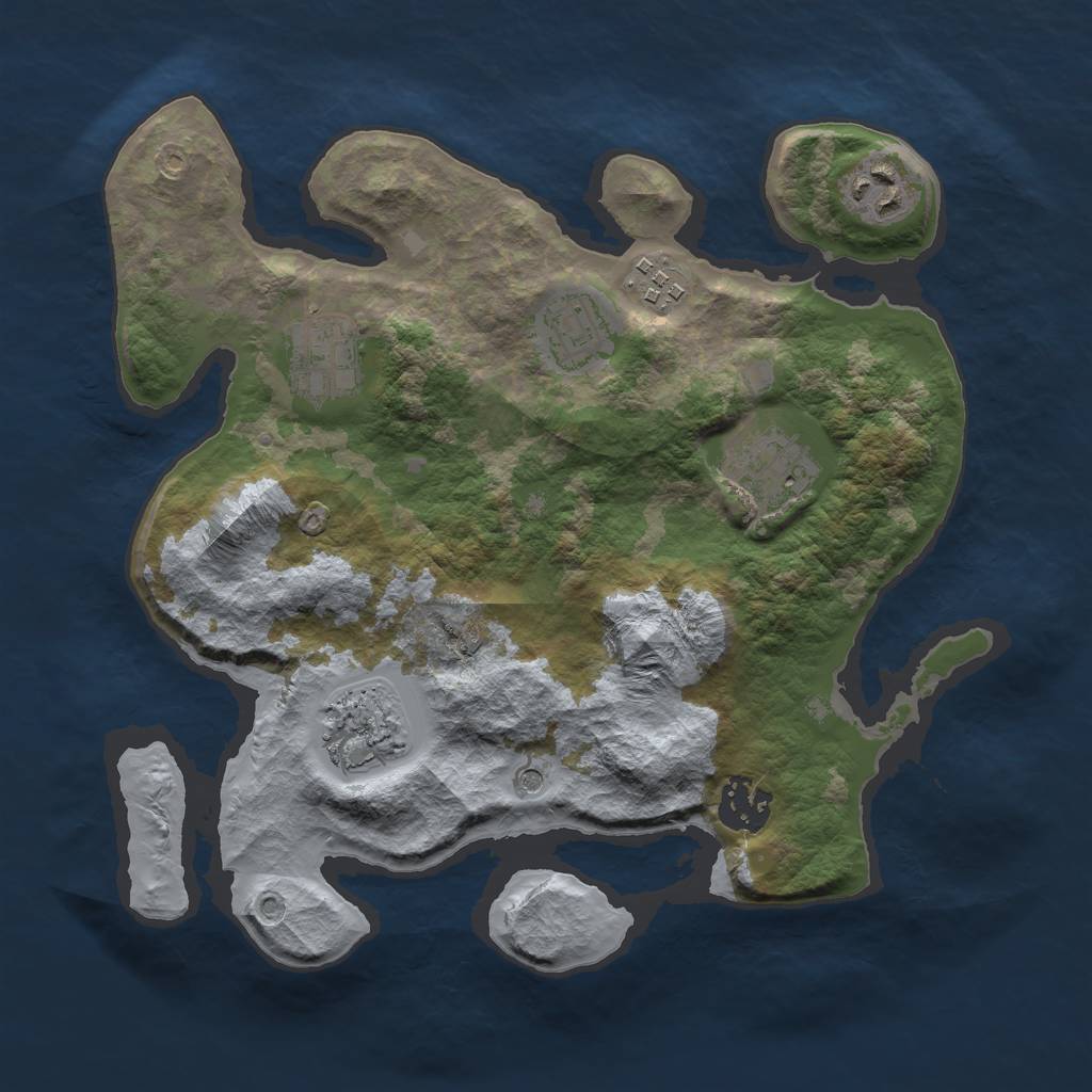 Rust Map: Barren, Size: 3000, Seed: 2039077906, 10 Monuments