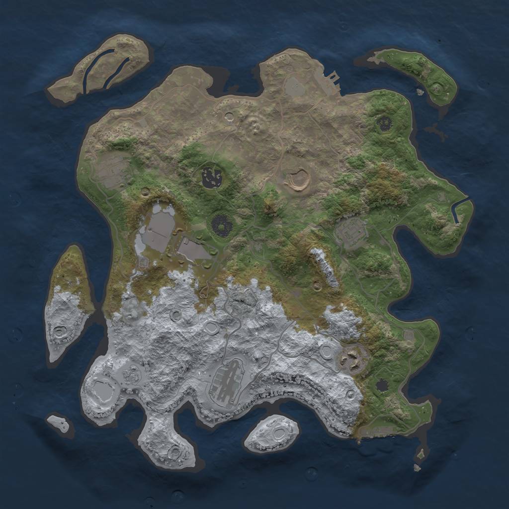 Rust Map: Procedural Map, Size: 3500, Seed: 1690101844, 14 Monuments