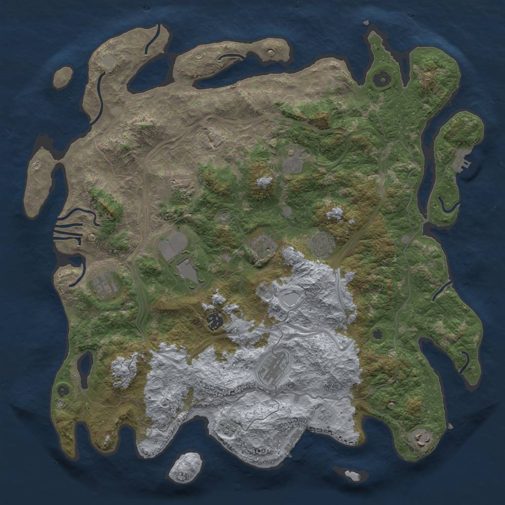 Rust Map: Procedural Map, Size: 4500, Seed: 134950410, 17 Monuments