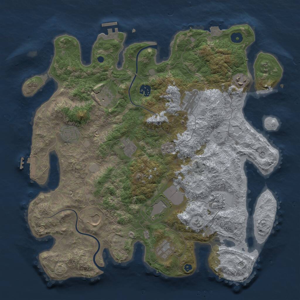 Rust Map: Procedural Map, Size: 3900, Seed: 1889877990, 17 Monuments