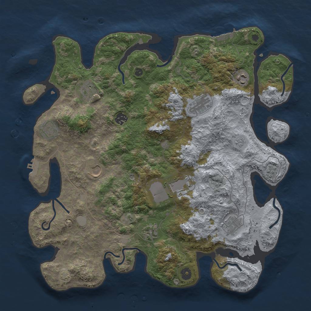 Rust Map: Procedural Map, Size: 3991, Seed: 1889877990, 18 Monuments
