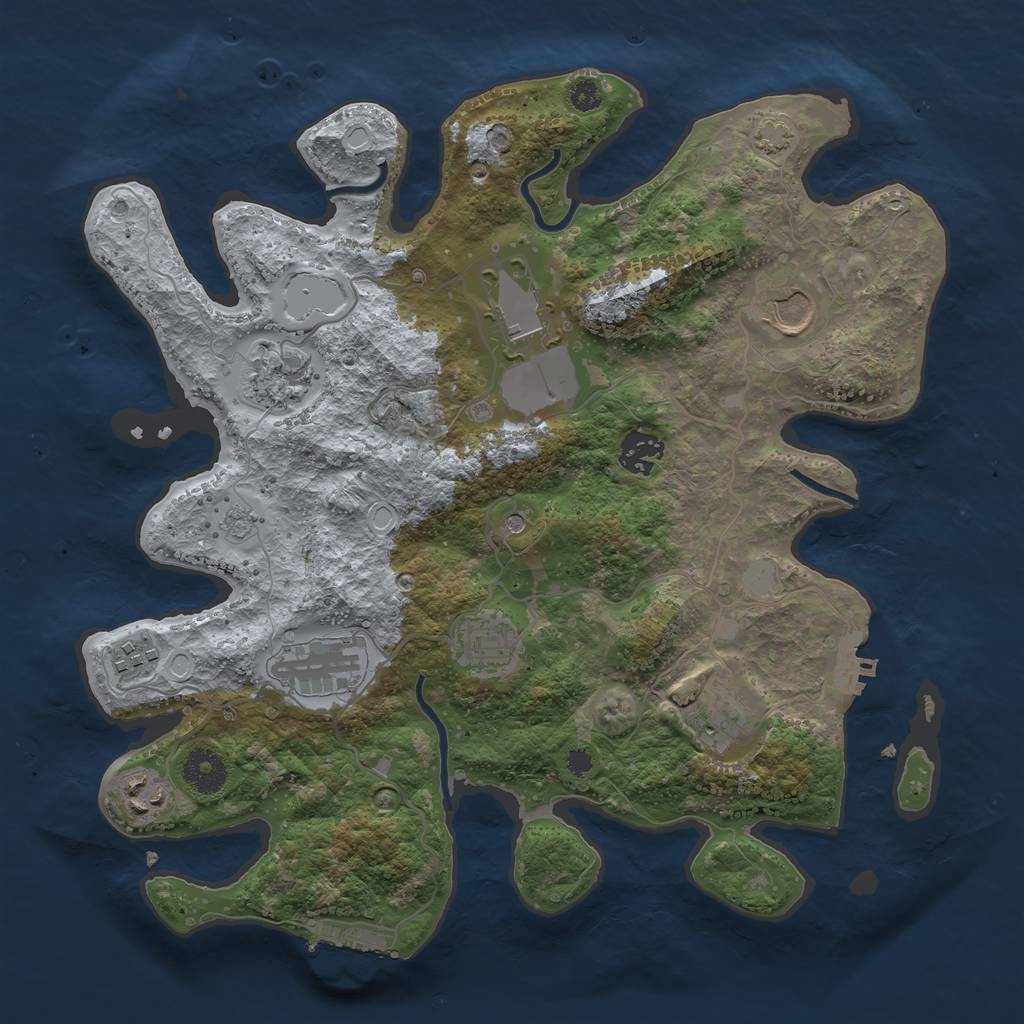 Rust Map: Procedural Map, Size: 3500, Seed: 1470658291, 17 Monuments