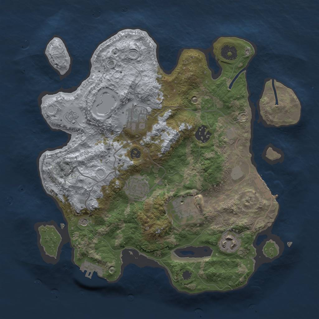 Rust Map: Procedural Map, Size: 3000, Seed: 1151661659, 12 Monuments