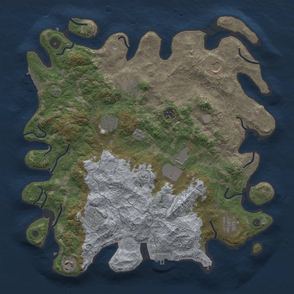 Rust Map: Procedural Map, Size: 4000, Seed: 77566, 16 Monuments