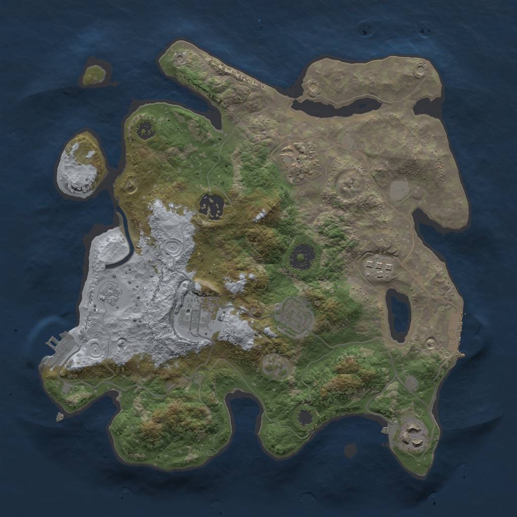 Rust Map: Procedural Map, Size: 3000, Seed: 3587023, 12 Monuments