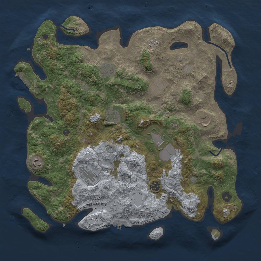 Rust Map: Procedural Map, Size: 4000, Seed: 1658411, 16 Monuments
