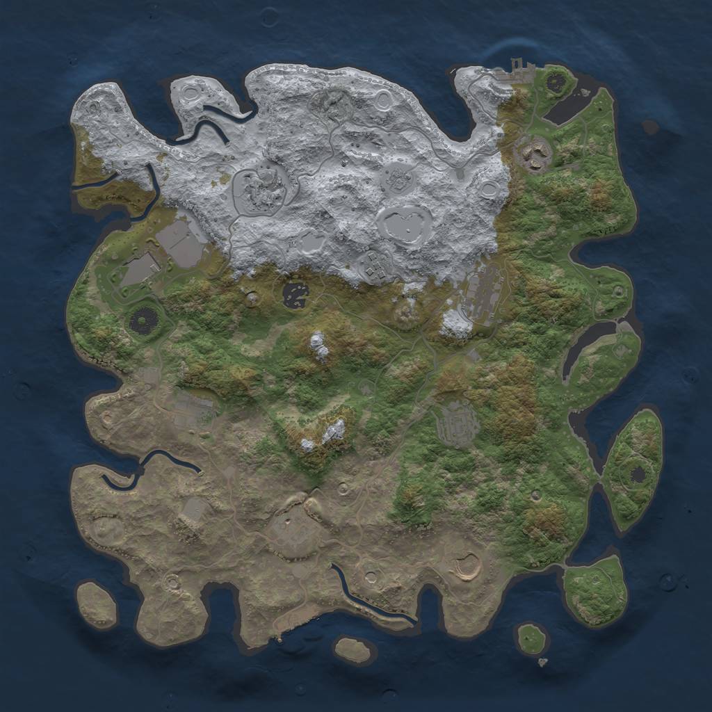 Rust Map: Procedural Map, Size: 3892, Seed: 1682628703, 17 Monuments