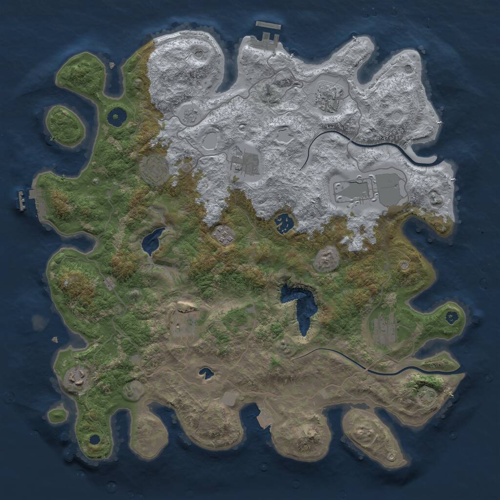 Rust Map: Procedural Map, Size: 4000, Seed: 358614, 15 Monuments