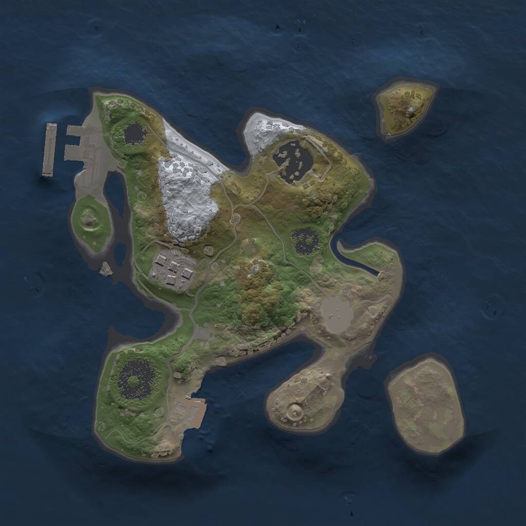 Rust Map: Procedural Map, Size: 2000, Seed: 1349714116, 4 Monuments