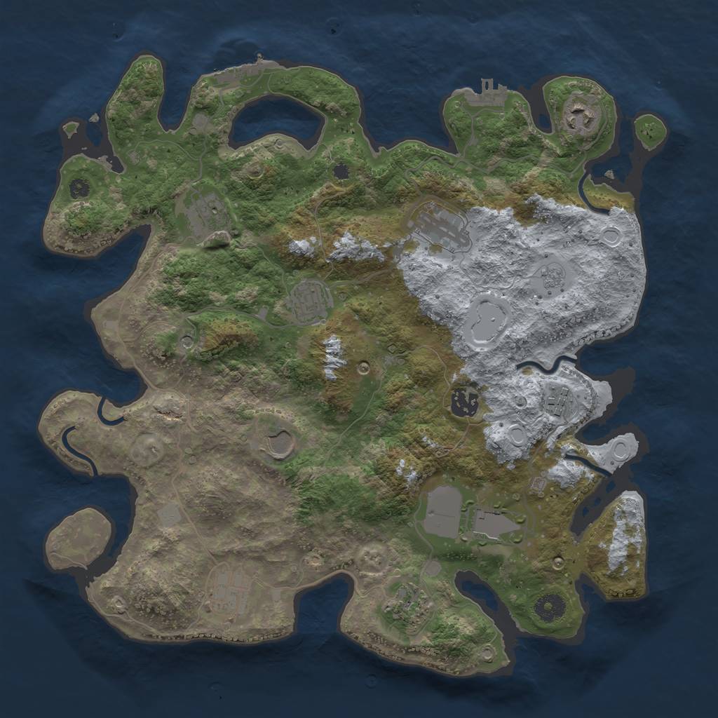 Rust Map: Procedural Map, Size: 3700, Seed: 915682700, 17 Monuments