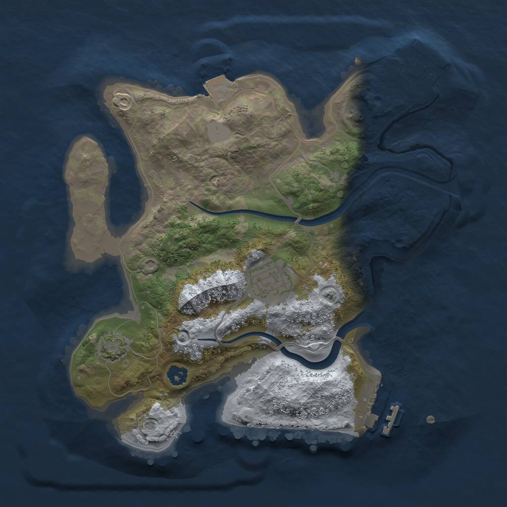 Rust Map: Procedural Map, Size: 2500, Seed: 1925500880, 5 Monuments