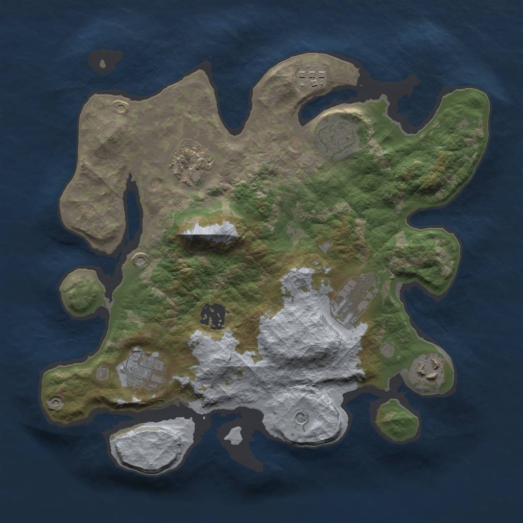 Rust Map: Barren, Size: 3000, Seed: 453333897, 10 Monuments