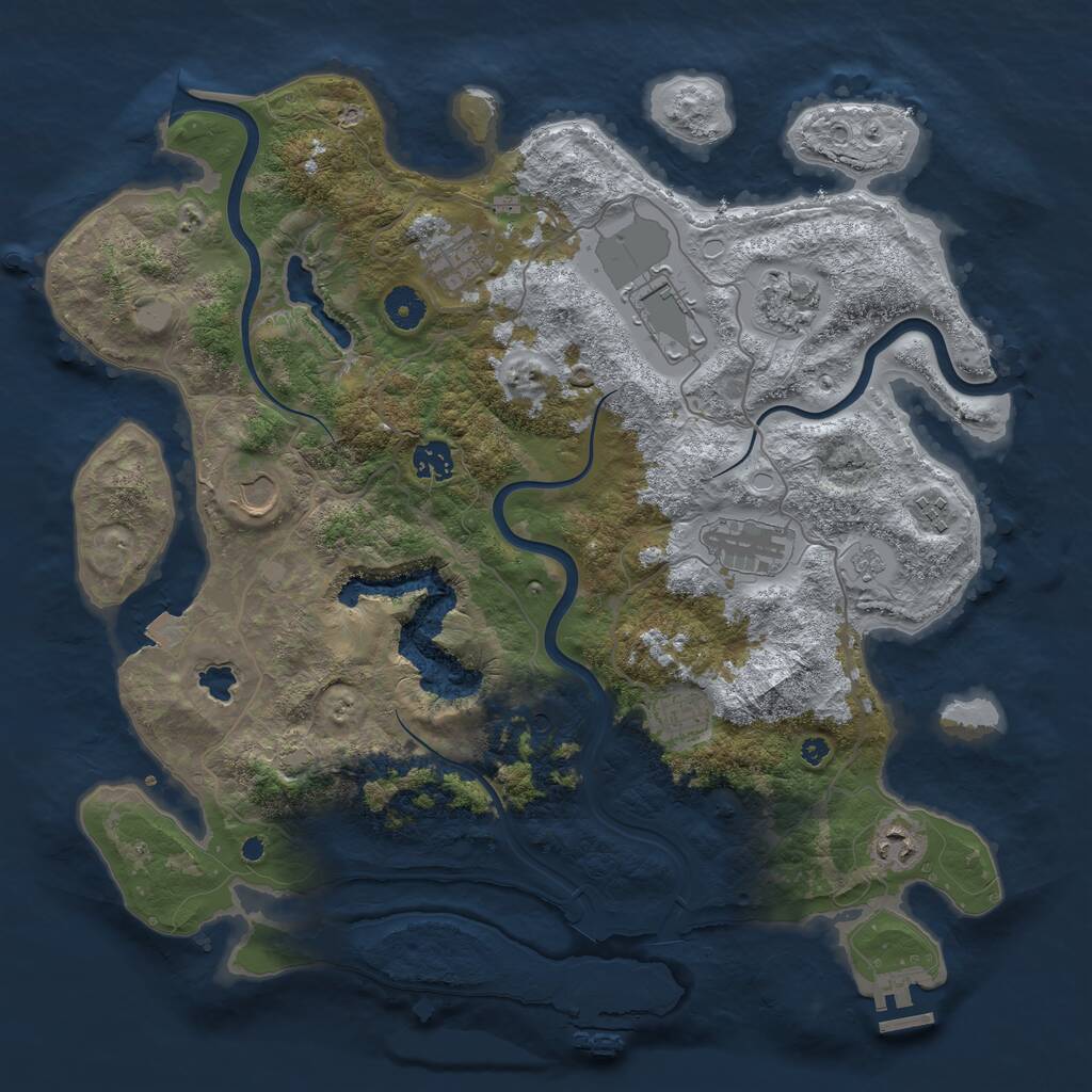 Rust Map: Procedural Map, Size: 4000, Seed: 614525303, 15 Monuments