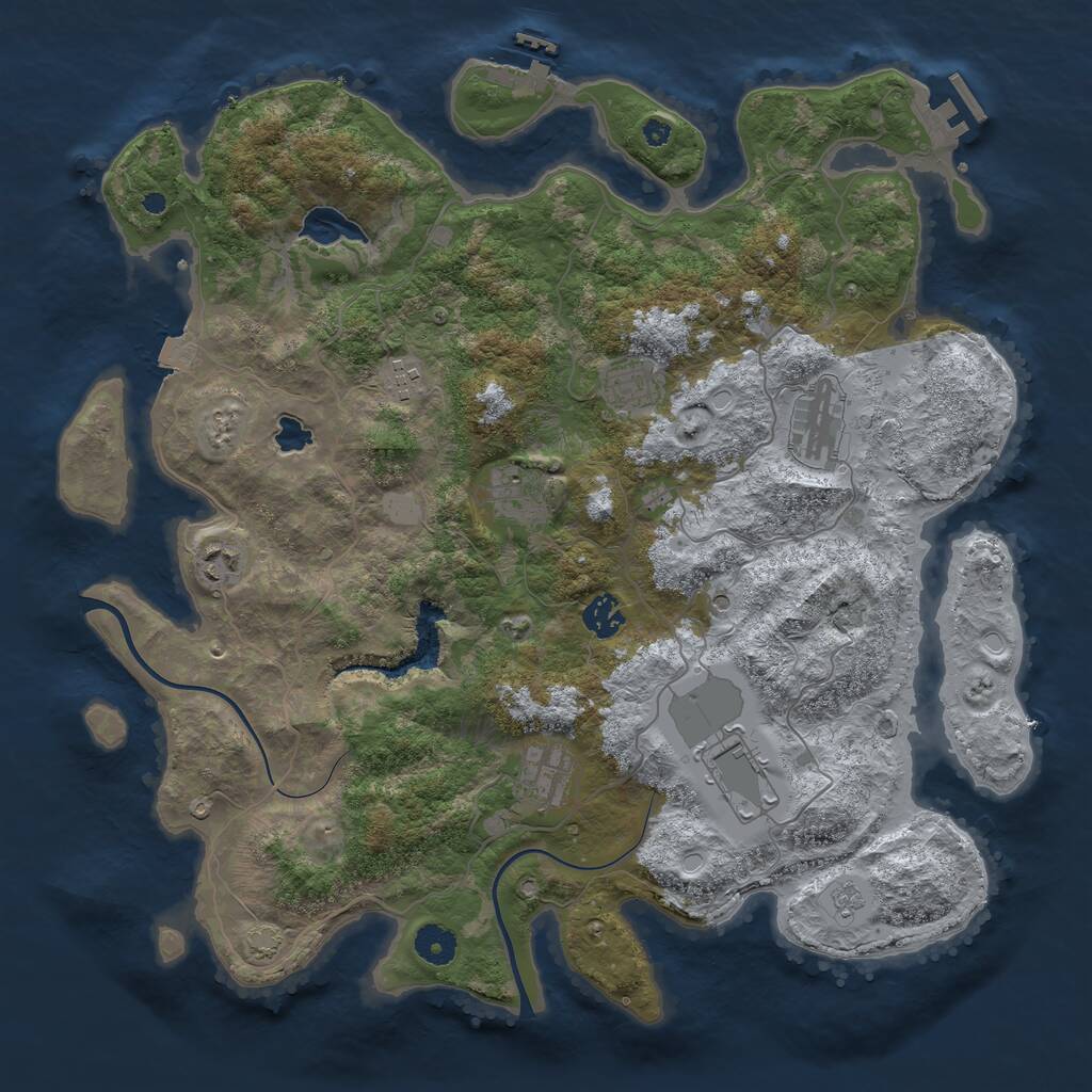 Rust Map: Procedural Map, Size: 4000, Seed: 2044897001, 14 Monuments