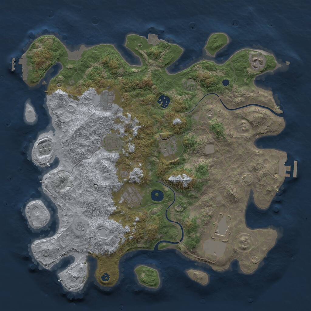 Rust Map: Procedural Map, Size: 3750, Seed: 12349, 14 Monuments