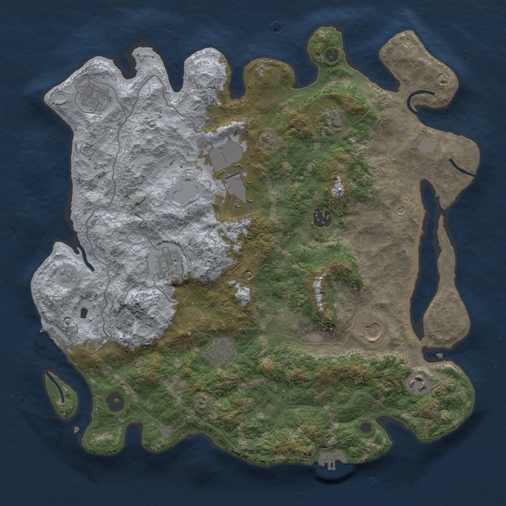 Rust Map: Procedural Map, Size: 4000, Seed: 546547, 16 Monuments