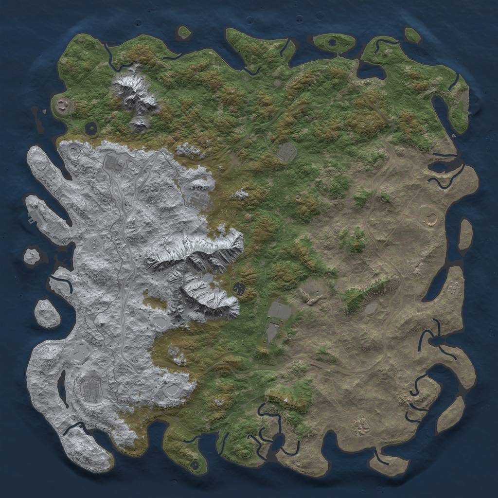 Rust Map: Procedural Map, Size: 6000, Seed: 18916, 18 Monuments