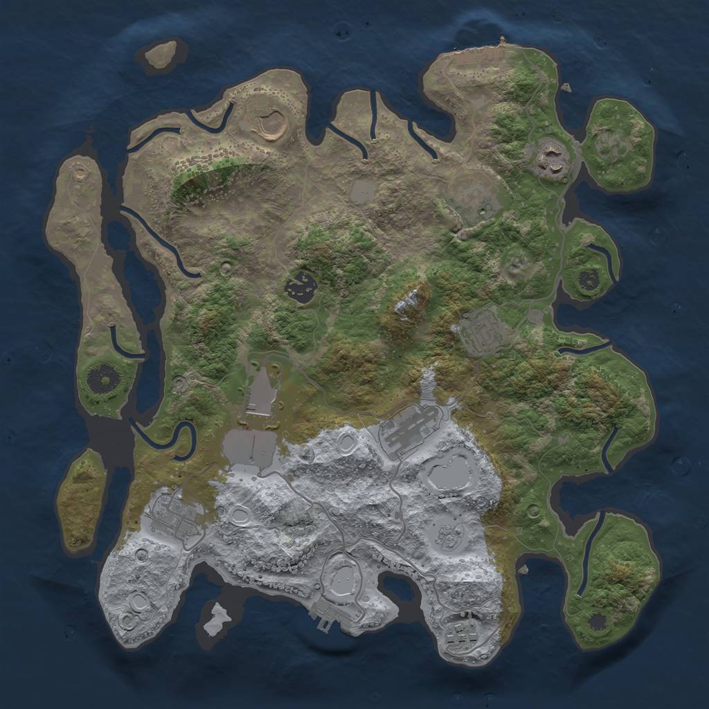 Rust Map: Procedural Map, Size: 3500, Seed: 750830667, 15 Monuments