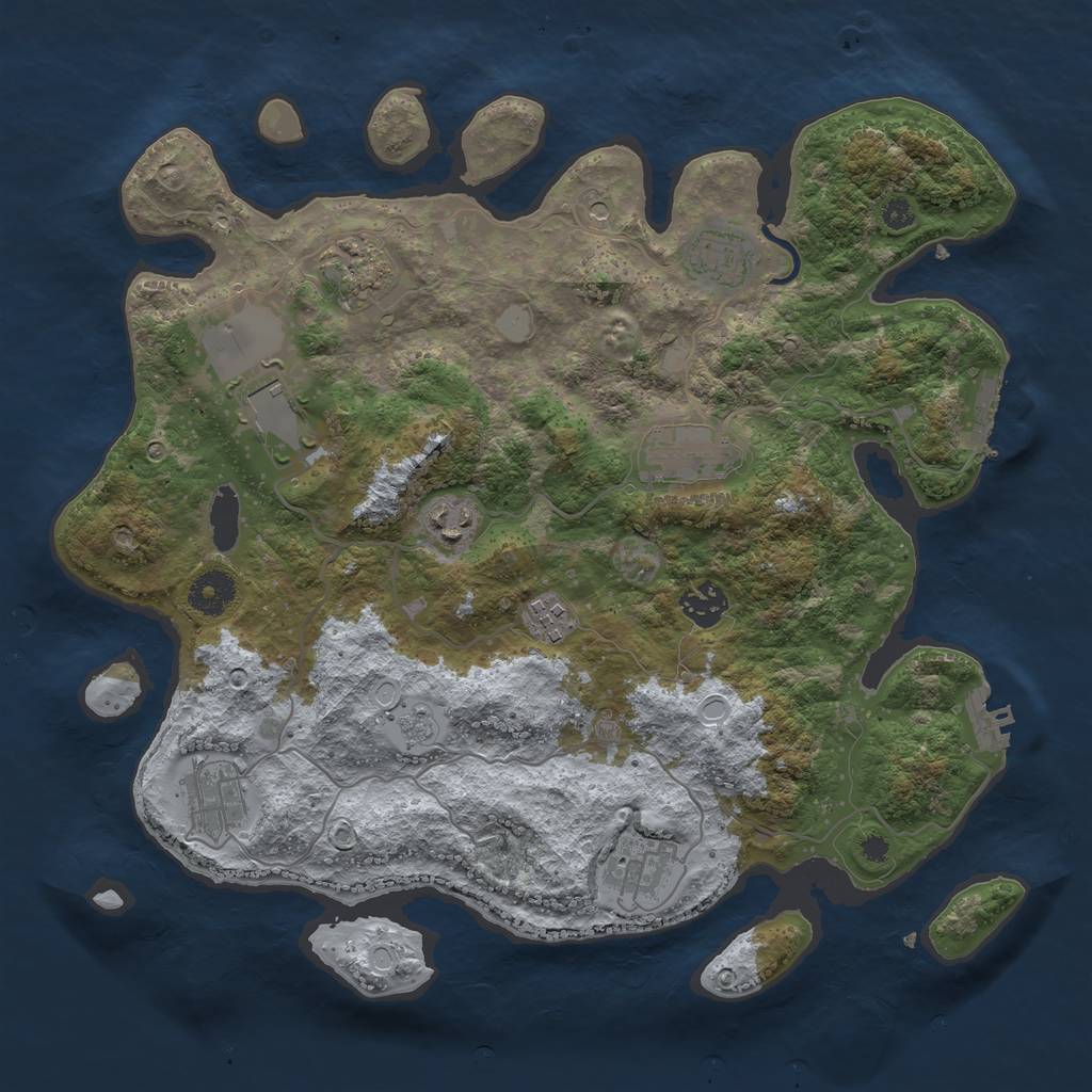 Rust Map: Procedural Map, Size: 3625, Seed: 26021950, 16 Monuments