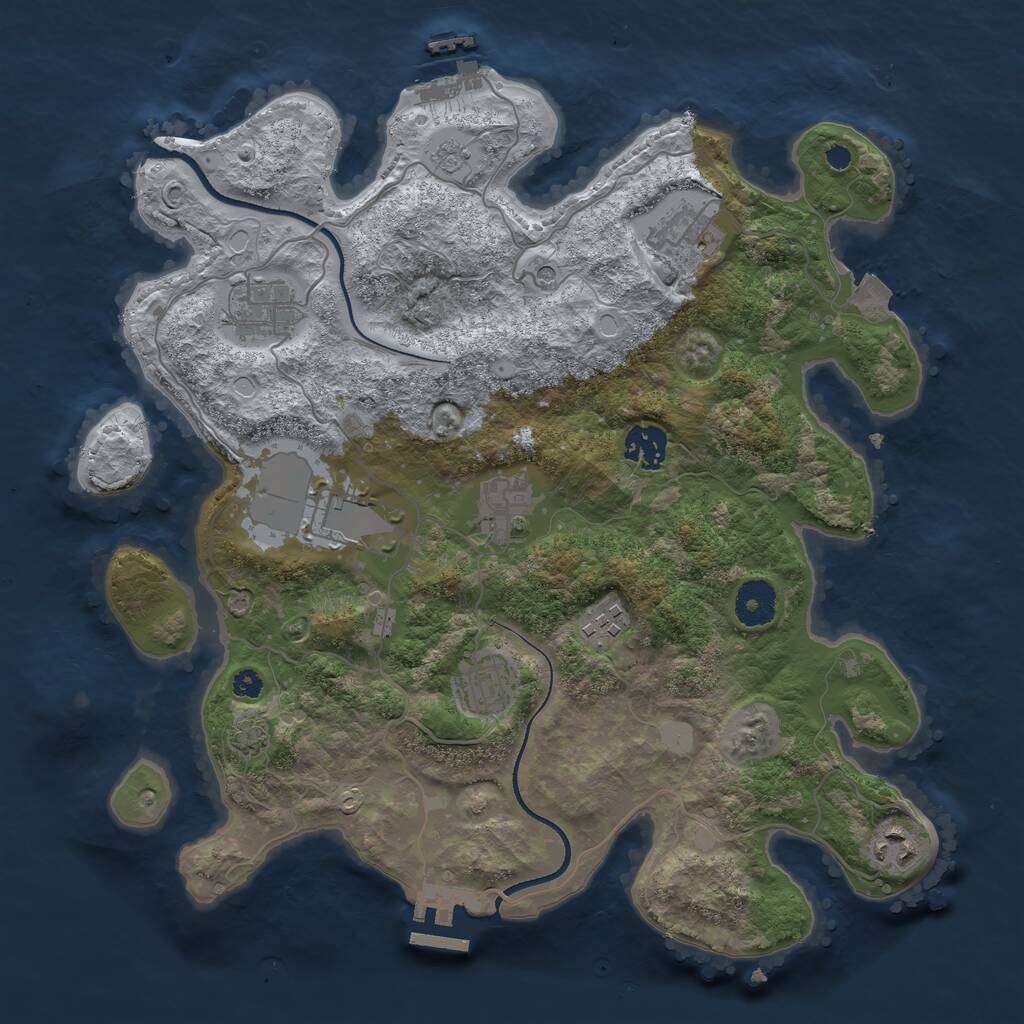 Rust Map: Procedural Map, Size: 3500, Seed: 602981, 14 Monuments