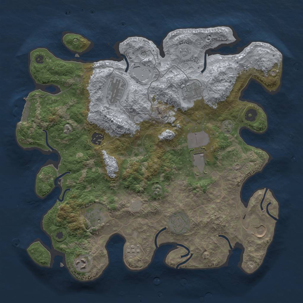 Rust Map: Procedural Map, Size: 3625, Seed: 1, 15 Monuments