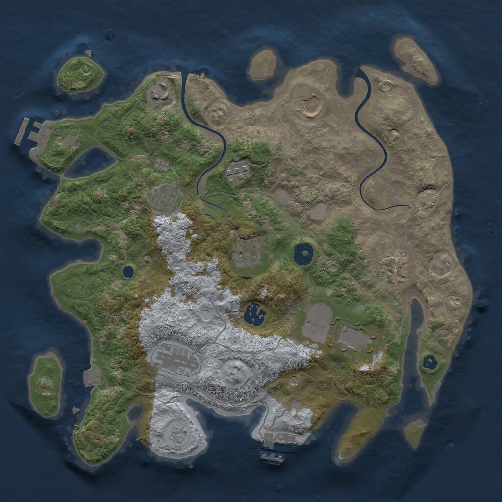 Rust Map: Procedural Map, Size: 3500, Seed: 38745316, 15 Monuments