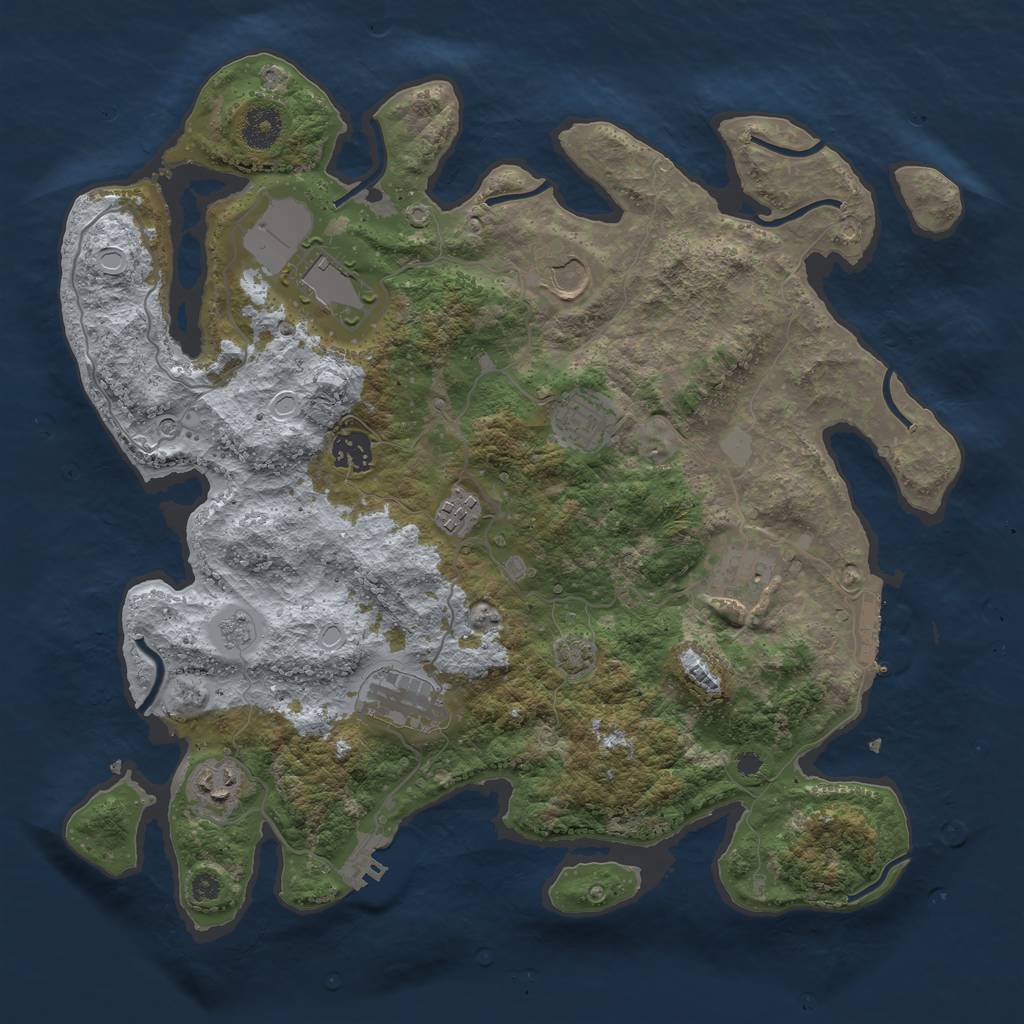Rust Map: Procedural Map, Size: 3700, Seed: 438670129, 16 Monuments