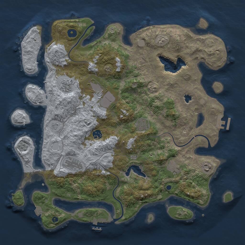 Rust Map: Procedural Map, Size: 4050, Seed: 1920582869, 14 Monuments