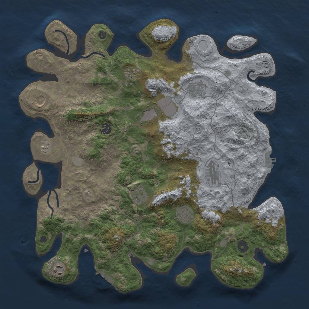 Rust Map: Procedural Map, Size: 4000, Seed: 35253525, 17 Monuments